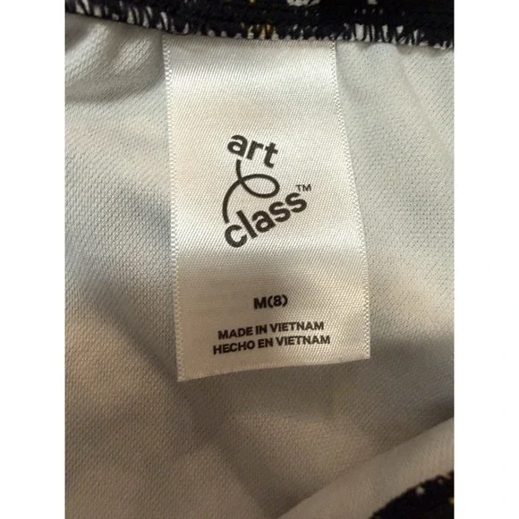 Girls Art Class Daisy Floral One Piece Swimsuit Size 8 Black Cutout Knot Front - Picture 5 of 6